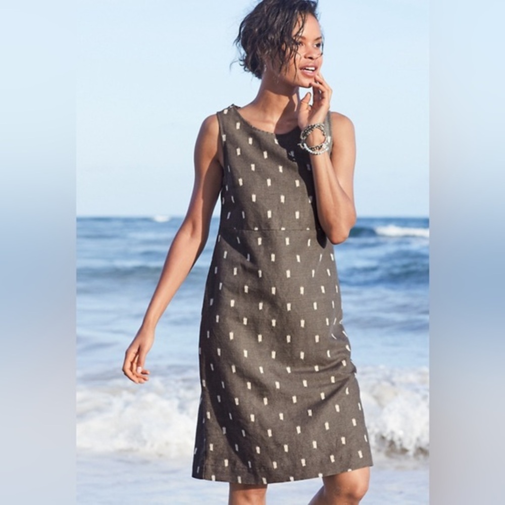 Garnet Hill Linen Boatneck Sleeveless Dress 0